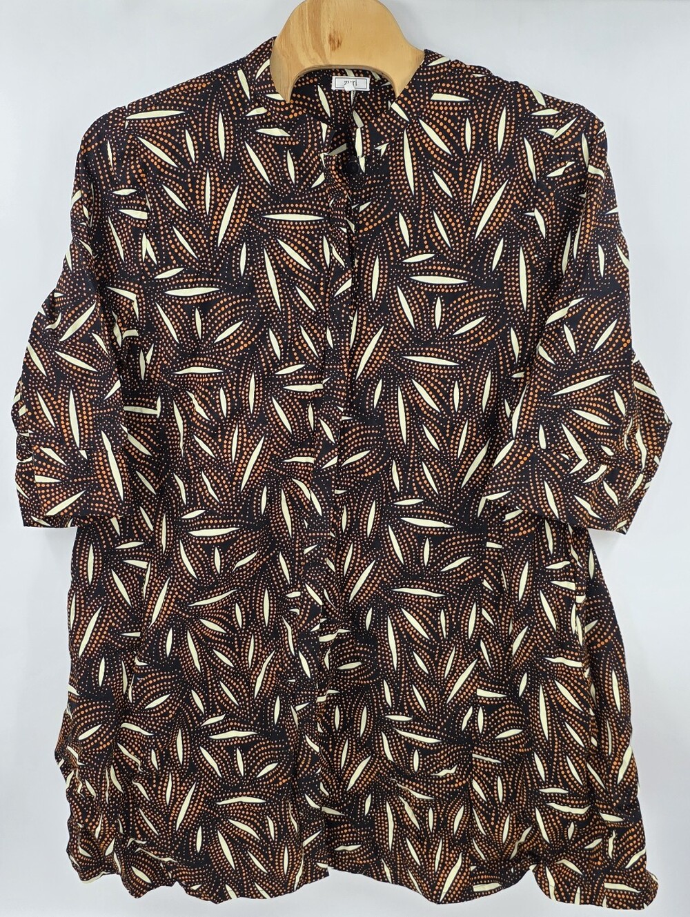 Zuri Shirt Dress Womens 3X Abstract African Kenya Button Front Lagenlook Artsy